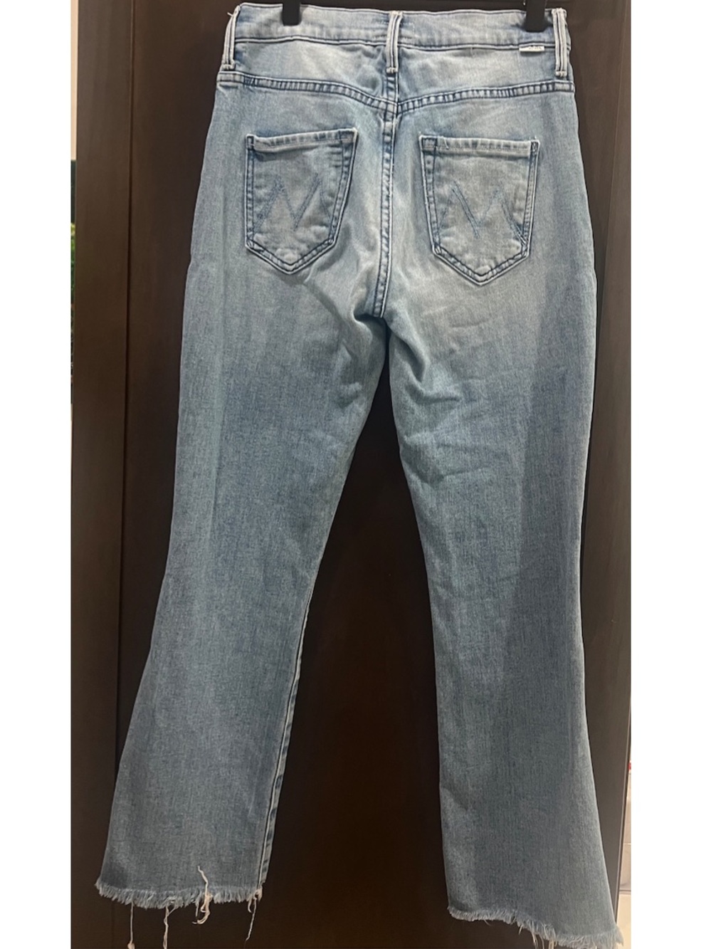 MOTHER Light Blue Cropped Straight Jeans “Insider Ankle Fray in Herbal Remedy” - Picture 3 of 5